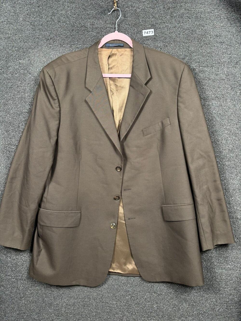 Kasper Blazer Mens Sz 46T Brown Pure Wool 3 Button Suit Jacket Made In Canada